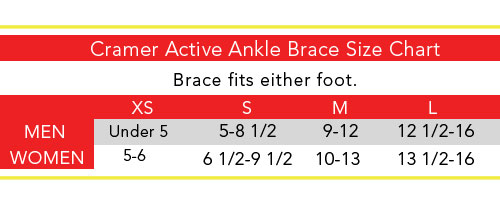 Active Ankle T2 Size Chart
